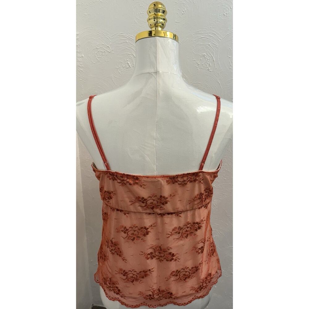 Vintage New York & Company Orange Lace Overlay Cami Size Large 90s Boho Fairy - Picture 4 of 5